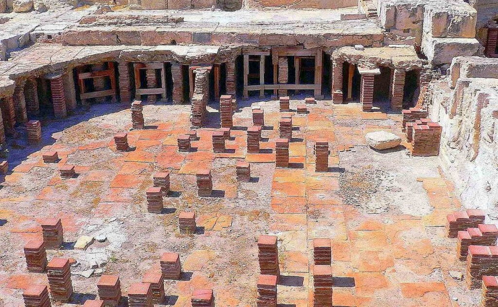 Подогреваемые полы в древнеримских банях, город Курион, Лимассол, Кипр