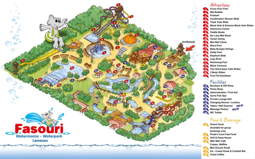 Карта - план "Фасури", аквапарк Лимассол