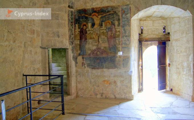 Фреска на стене внутри башни, Замок Колосси, Лимассол, Кипр