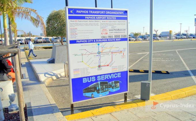 Автобусная остановка и расписание, Аэропорт Пафос, Кипр