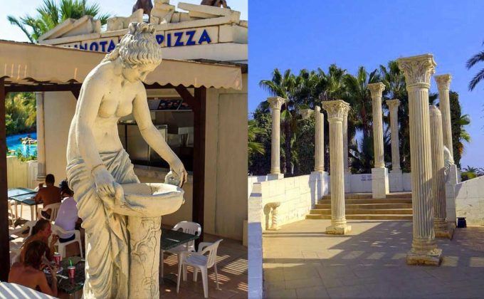Статуи и колонны в аквапарке Айя-Напы, Аквапарк Айя Напа WaterWorld, Кипр